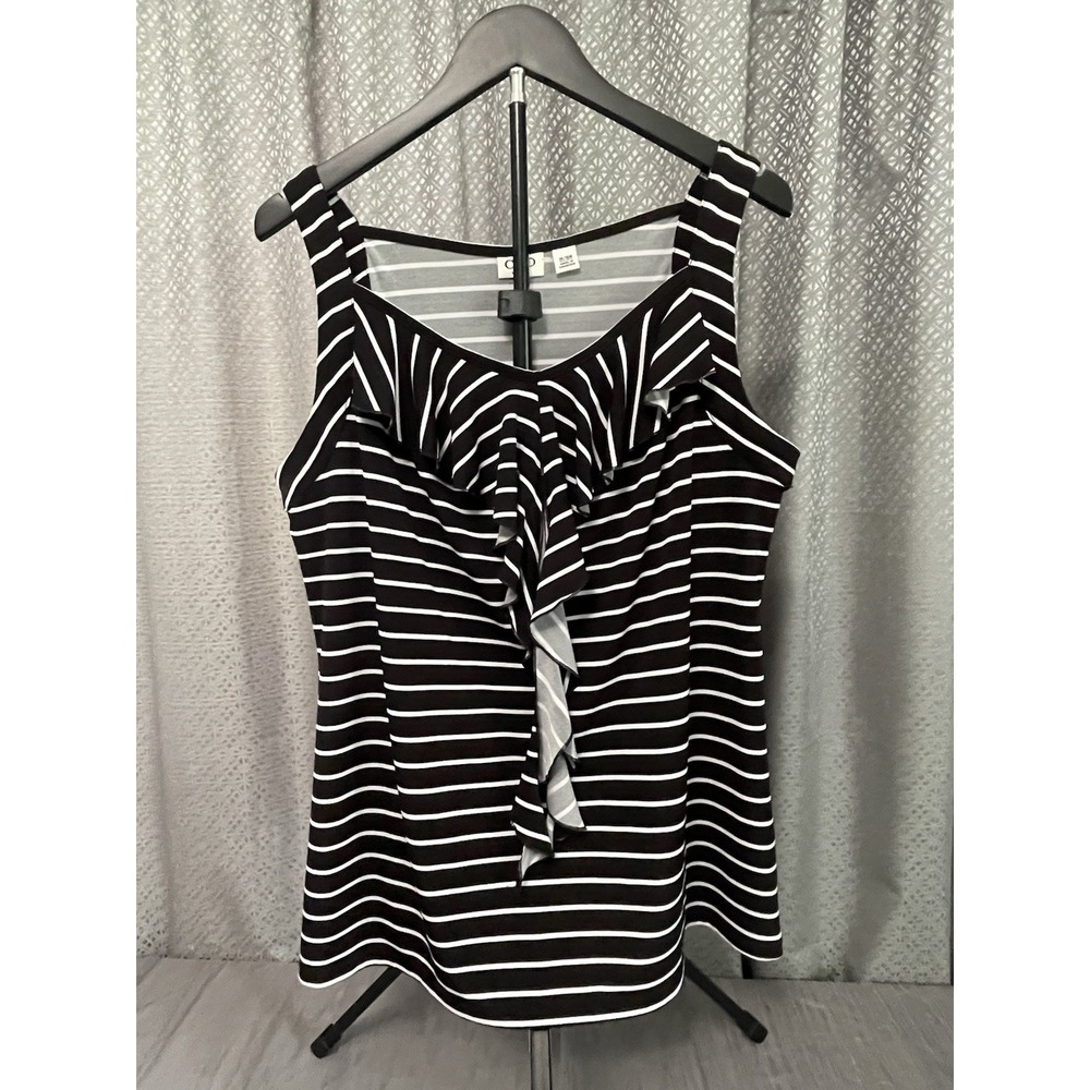 CATO Black Striped Pullover Blouse Shirt 14/16W Striped Sailor style Tank